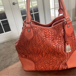 ColeHaan vintage Orange Woven Leather Tote